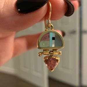 14k gold tourmaline earrings !